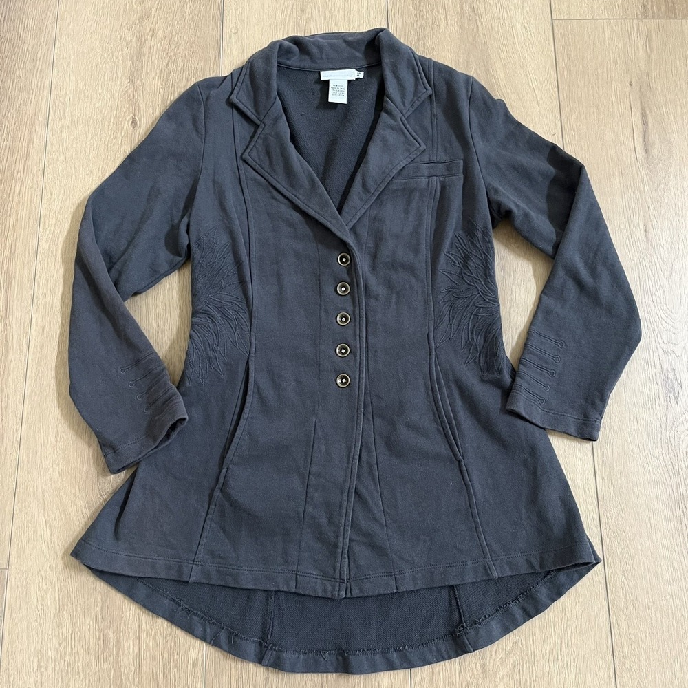 Soft Surroundings Blazer Jacket Womens Petite Size S Tallulah Jersey Embroidered
